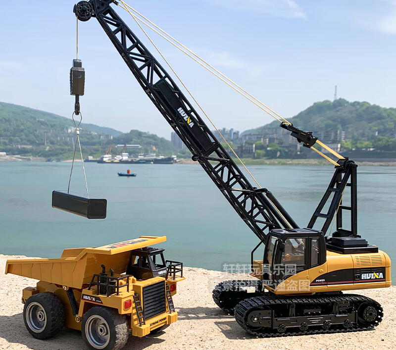 大号遥控塔吊玩具 大号合金遥控吊车起重机玩具儿童电动合金模型工程