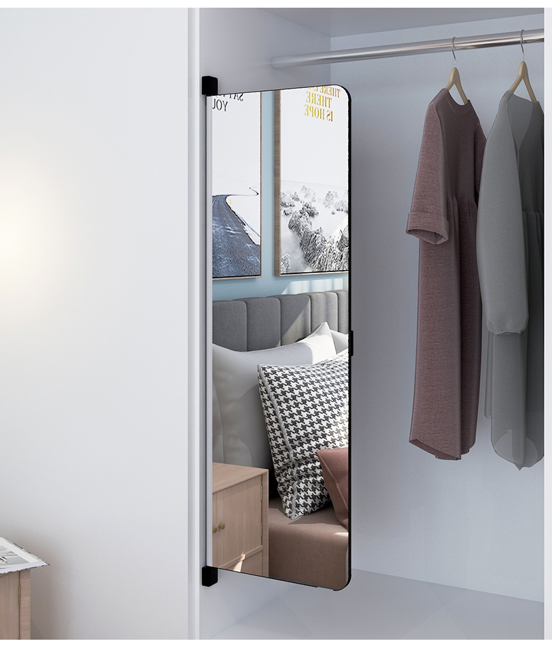 可关闭全身镜内装隐藏伸缩贴片折叠推拉小衣柜女生卧室穿衣境镜子三节