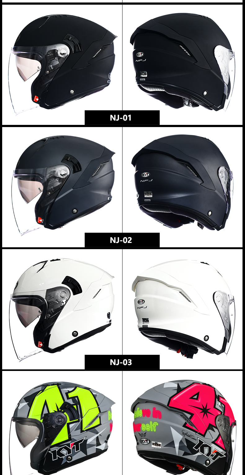 进口意大利KYT摩托车头盔半盔双镜片系列GS电动车男女通用四季 2019款NFJ-07-彩虹 S【53-55CM】