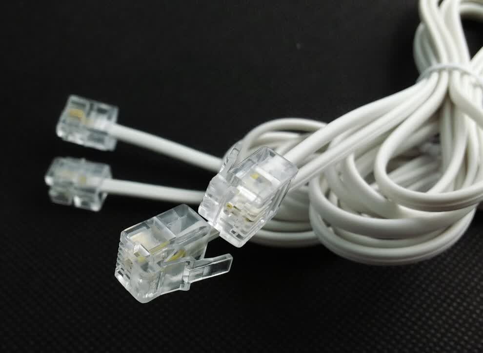 电话机连接线成品电话线2芯1m-30米4芯座机分机电话线延长线 白色2芯