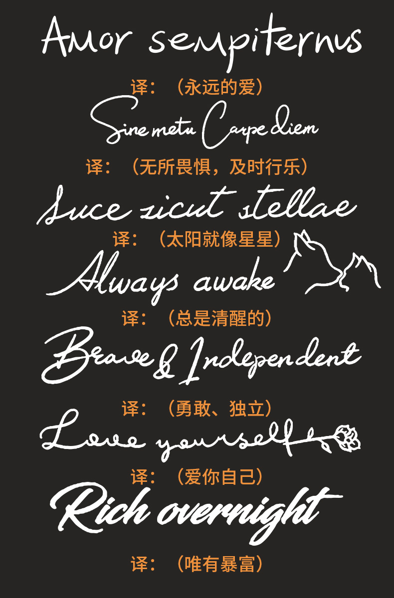 纹身贴持久一年花臂英文字母草本纹身贴半女仿真防水持久感锁骨手臂男