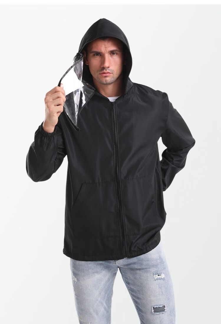 防护服出国坐飞机用疫情隔离防护衣服儿童防飞沫重复使用外套 黑色 s