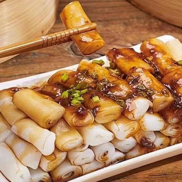 广东肠粉化州捞粉拉粉新鲜即食速食早餐现做现发货布拉泡沫箱粉 粉卷