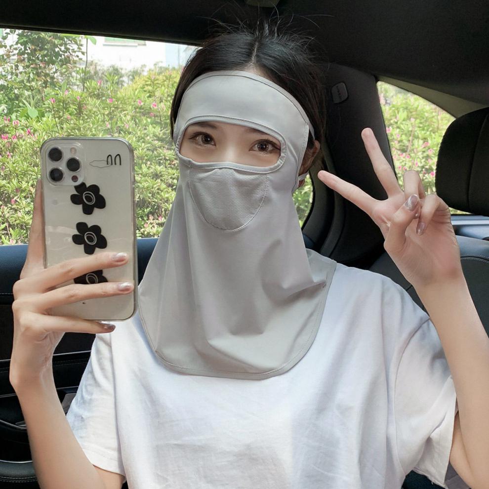 ukmr新品防晒口罩护颈晒面罩口罩女紫外线全脸护眼角薄款气质夏季冰丝