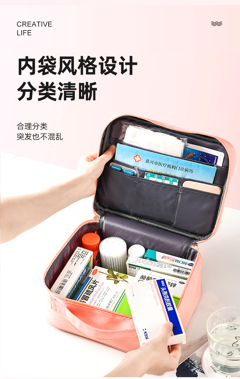 旅行小药箱便携急救包家庭装户外旅行药品收纳盒小型用品药箱防疫包