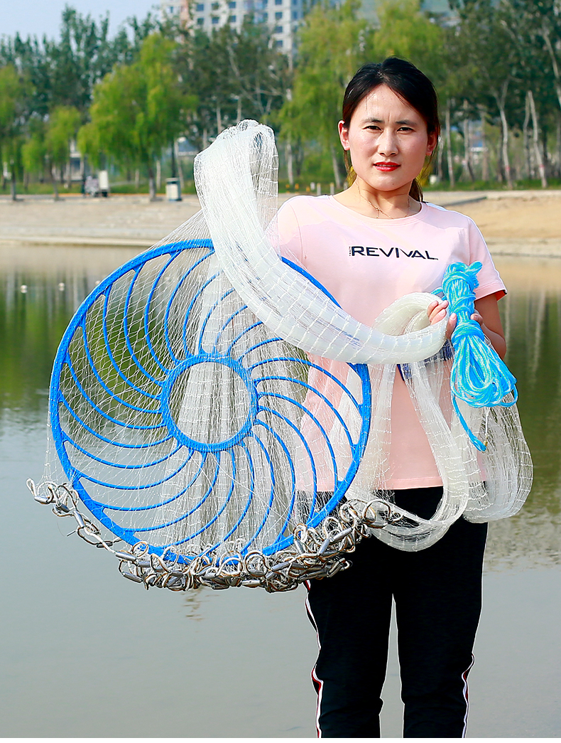 美式铅坠大飞盘式撒网渔网抛网手撒手抛网鱼网捕鱼易抛旋网甩加粗鱼线