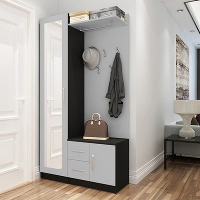 木阁调进门鞋柜和衣柜带镜子的鞋柜现代简约门厅柜挂衣架客厅隔断玄关