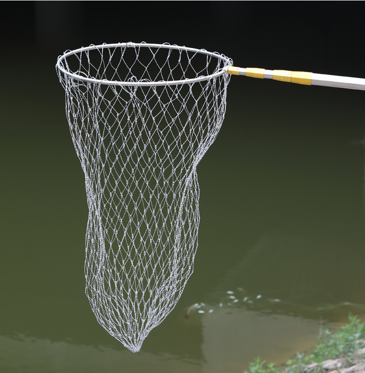 大眼抄网布抄网渔具抄网网头圈实心钓鱼网兜密眼不锈钢抄网头折叠