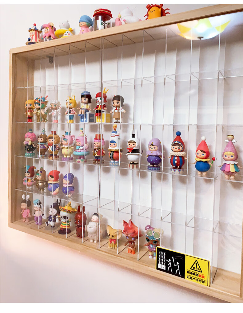 盲盒收纳展示架挂墙娃娃防尘罩molly亚克力展示盒12人2层6格