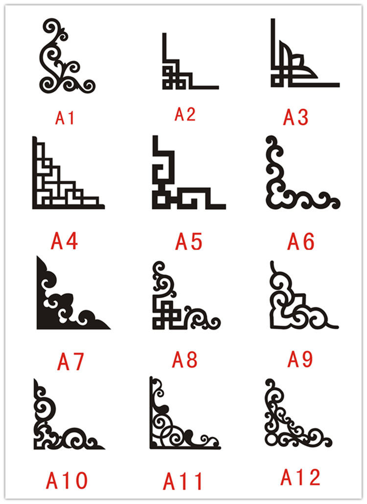 现货直发角花边自粘墙角装饰贴花3b立体中式墙贴复古风镜面装饰角花