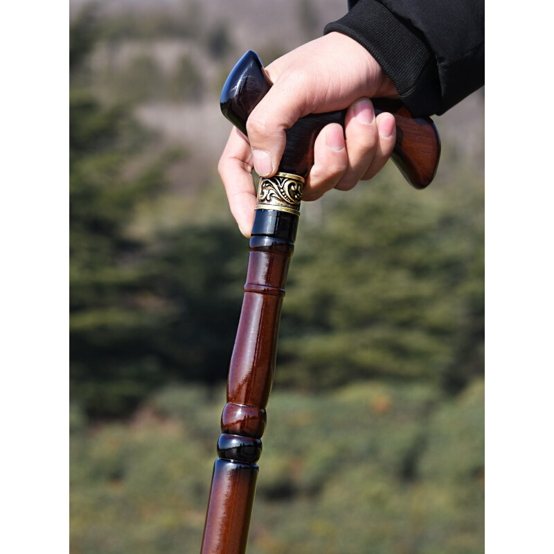 登山杖老人拐杖防滑木质木头手棍榉木轻便手杖实木拐棍龙头捌杖登山