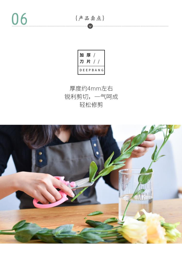 插花园艺花艺剪刀宽头家用花剪鲜花剪树枝修花卉修枝工具虎雀aa紫色