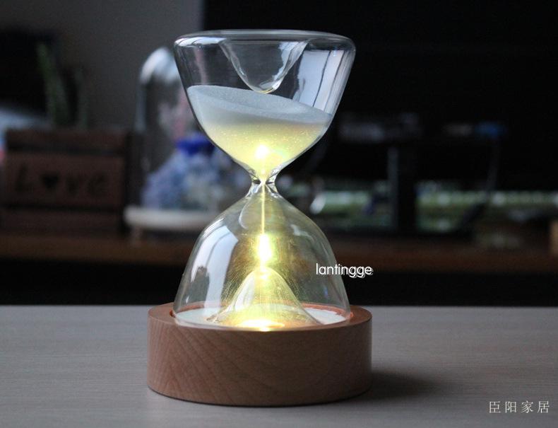 时光沙漏计时七色伴睡灯创意个性玻璃卧室摆件结婚生日礼物送女友大号