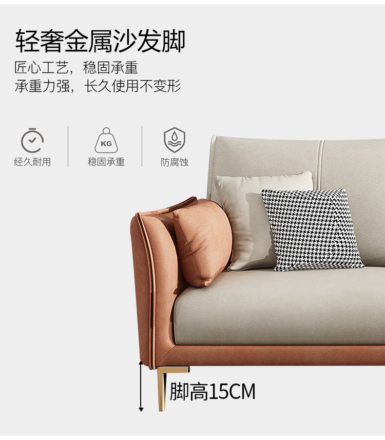 科技布沙发意式轻奢免洗现代简约小户型客厅组合直排布艺双人位16米