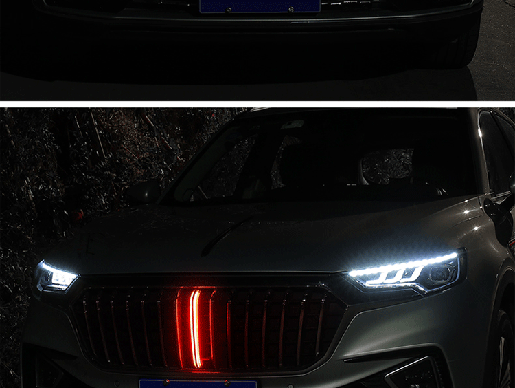 京泓 红旗hs5中网流光灯hs5改装饰亮条中网led流水灯发光标机盖装饰灯