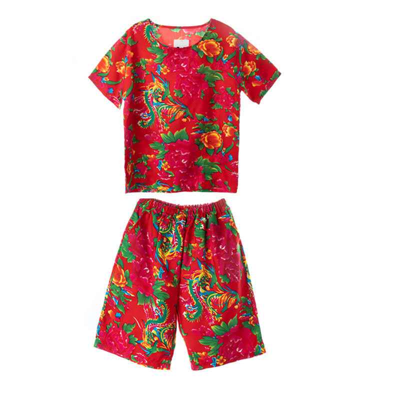 维玛罗东北大花布衣服套装秋冬男女民族风搞笑伴郎伴娘服二人转表演