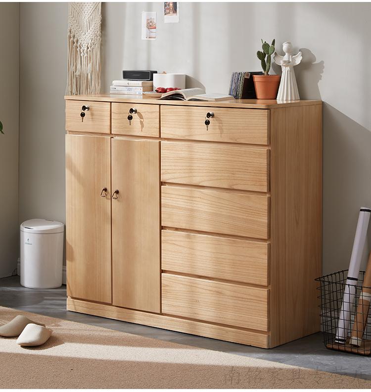 玖曌多功能斗柜卧室抽屉式储物收纳柜子带门杂物柜大容量全实木五斗橱