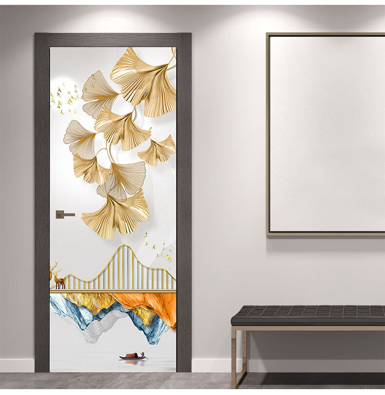 北欧门贴自粘整张防水卧室房门木门家具翻新贴纸装饰旧门推拉门hyl015