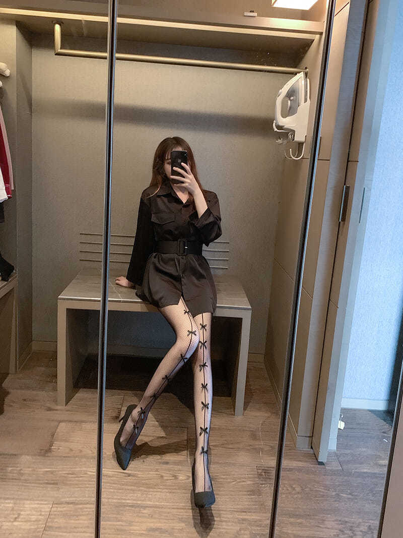 春夏镂空蝴蝶结网红流行渔网袜j62k丝袜外穿美腿袜女名媛连裤袜lj
