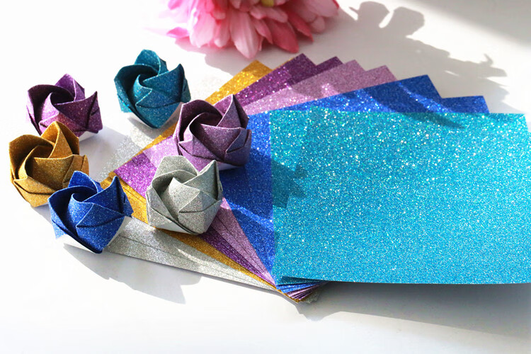 珠光纸图案款金粉闪钻手工纸15厘米正方形千纸鹤折纸川崎玫瑰花纸15