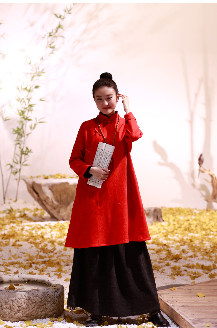禅意女装秋冬禅服佛系女佛笑缘毛呢外套茶服女中国风汉服改良古风宽松