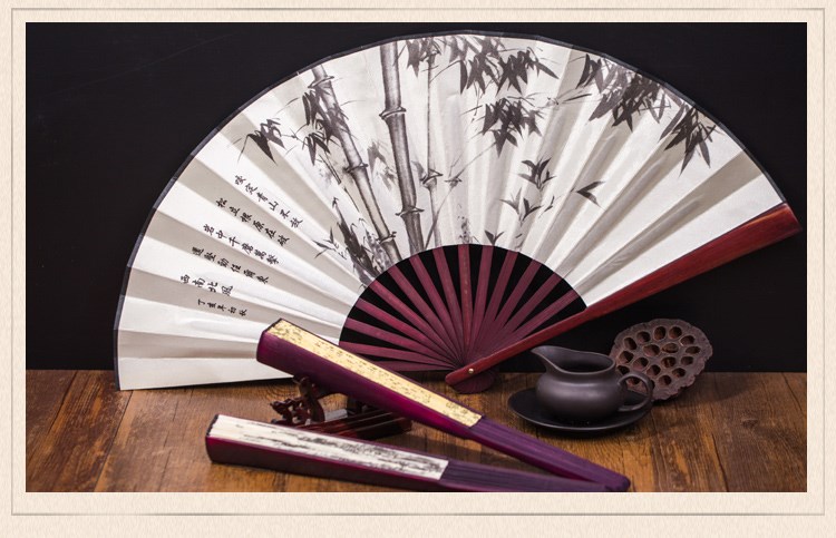 折扇古风仙气折扇竹制古风扇子仙气文玩说书人夏天水墨扇纸扇书生皱扇