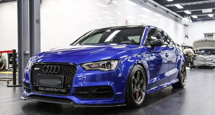 适用1420款奥迪a3s3改装rs3小包围碳纤维前唇侧裙后唇尾翼扰流后视镜