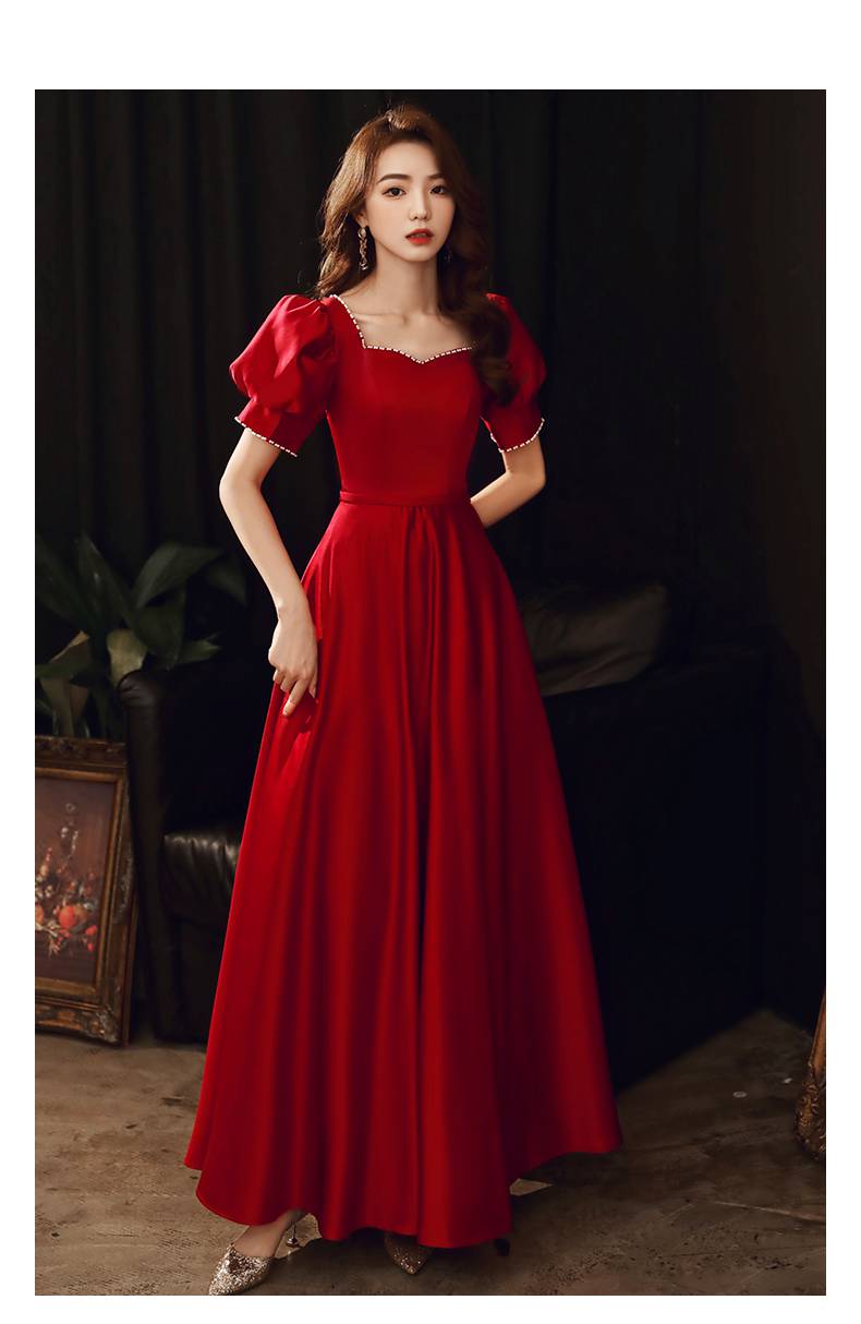 红色平时可穿女在逃公主回门便装结婚大码礼服连衣裙结婚礼服女显瘦
