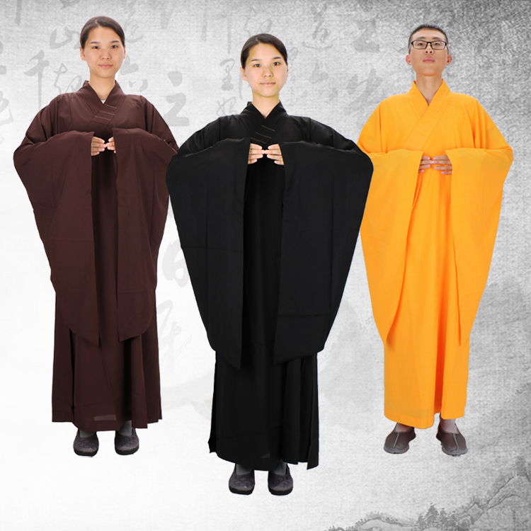 【僧服和尚出家人穿的】相牌海居士服女僧服男海青亚麻长褂大褂季薄款