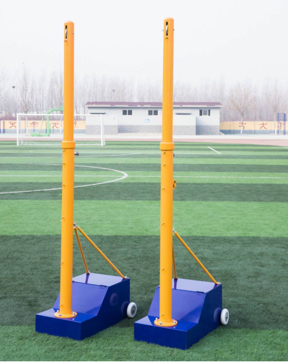 架子可移动网球柱比赛 便携式羽毛球网柱 羽毛球网 工具普通轮款