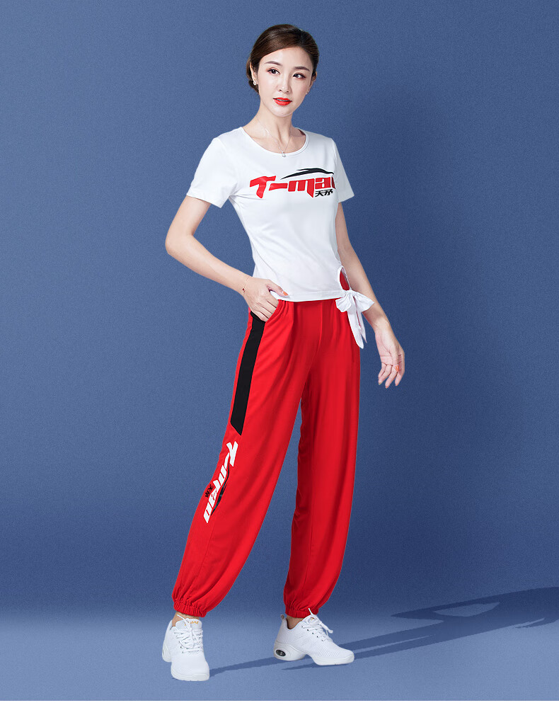女2022广场舞服装套装女短袖鬼步舞跳舞衣服舞蹈运动服d095白色上衣m