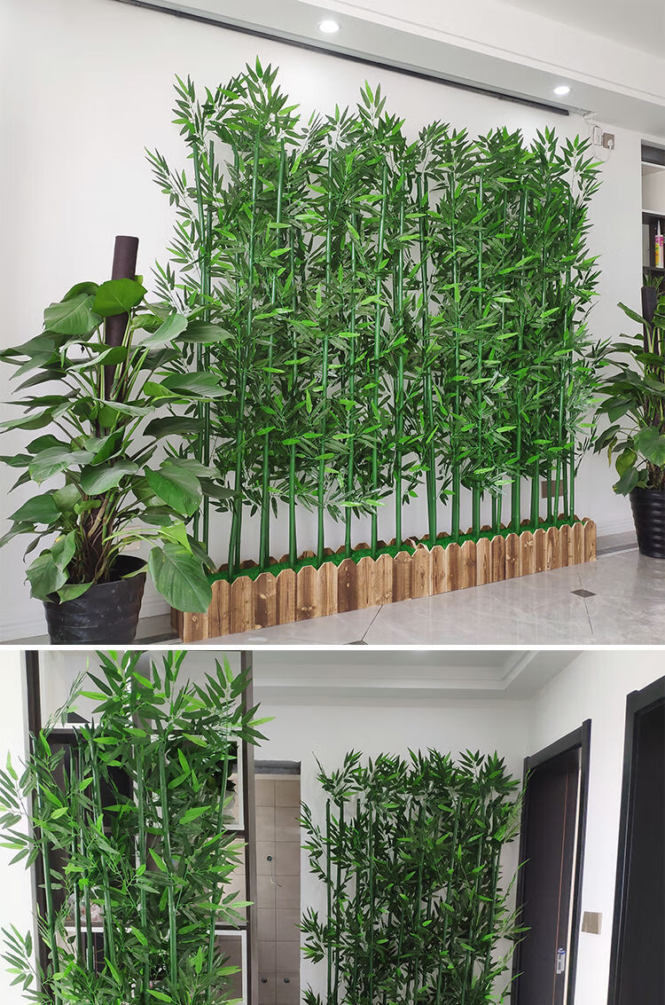 仿真竹子室内装饰屏风隔断人造塑料道具假竹林酒店商场造景植物墙 50