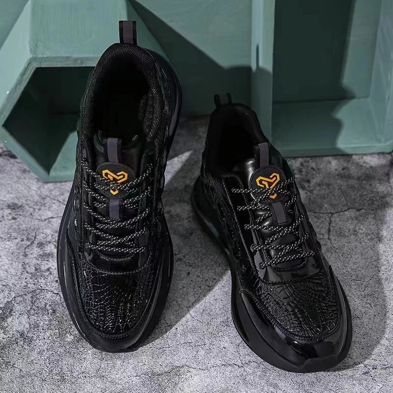 【京品优选】曼巴黑武士青丝鳄鱼纹皮面秋冬款休闲运动鞋 44 曼巴足迹