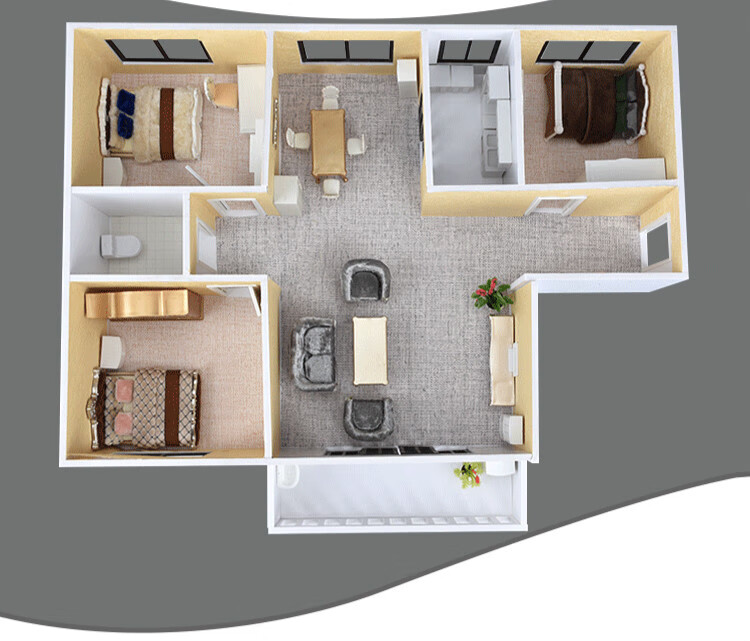 材料包diy手工室内剖面户型图套装家居摆件模型1:25 户型a一室一厅