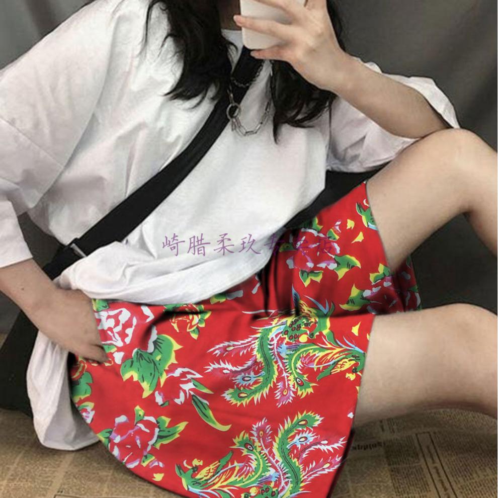 东北花裤衩男大裤头男外穿宽松夏天抖音炸街帅气东北大花裤子原宿风网