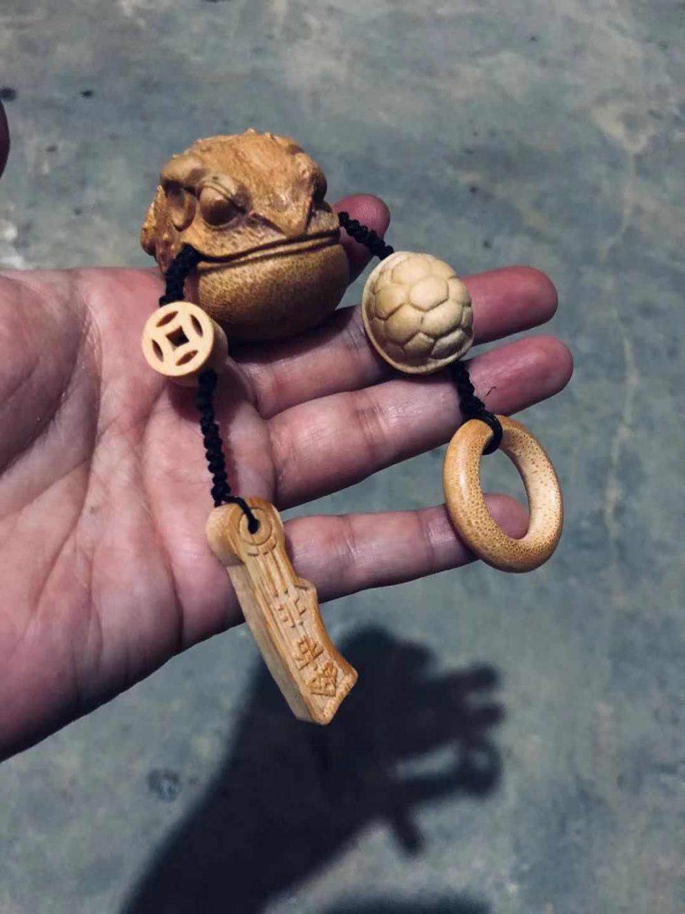 竹子手把件网红实心把件玉竹竹雕雕刻文玩棍高密度鱼子纹竹把玩竹子手