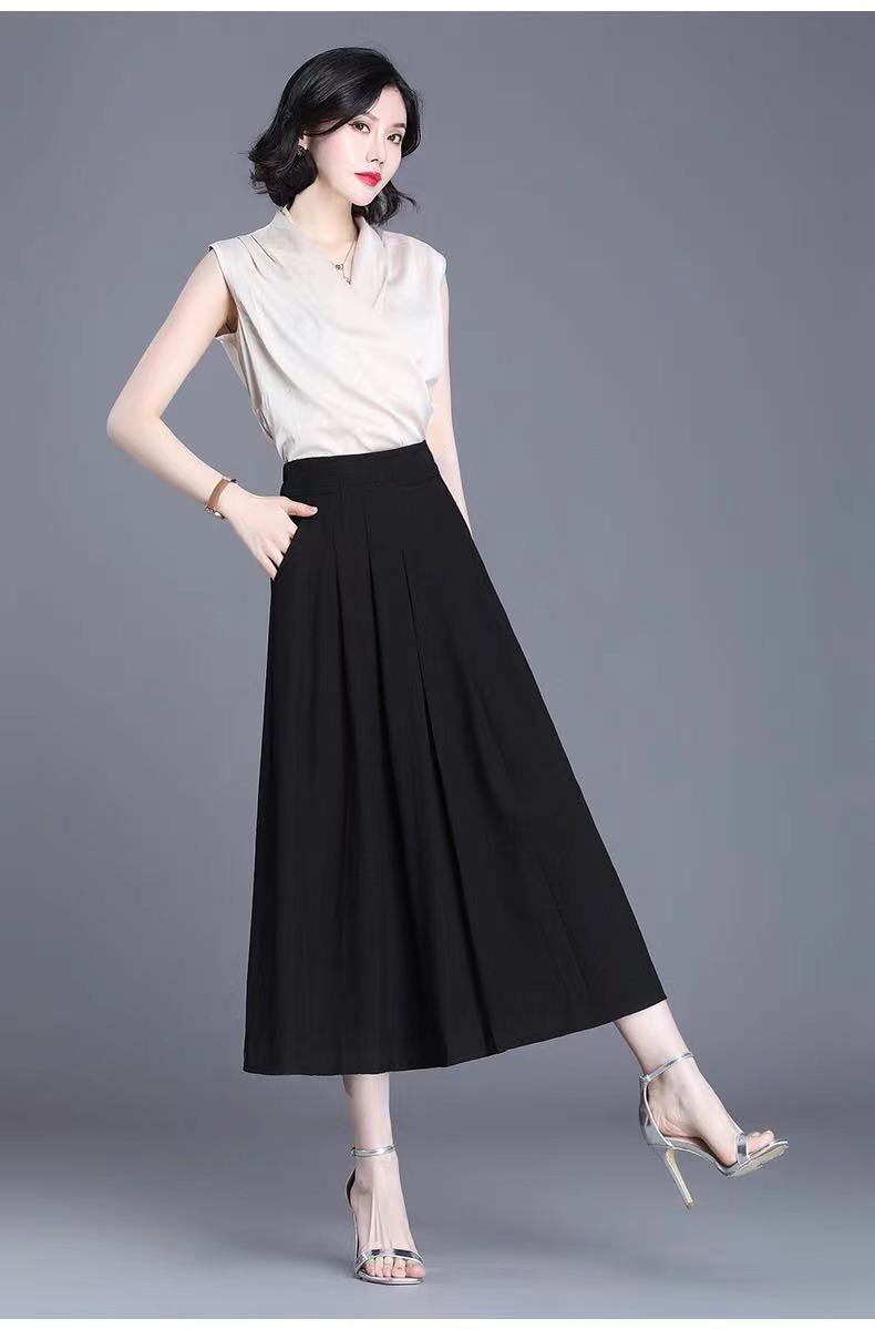 裙子女夏2021新款半身裙女长款高腰黑色裙子显瘦大码百搭a字裙潮黑色