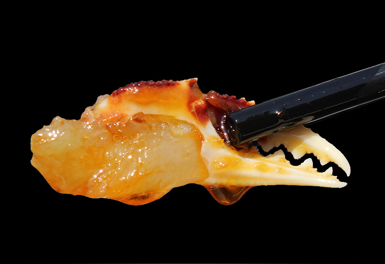 麻辣蟹钳麻辣小海鲜醉蟹钳香辣蟹钳生腌蟹腿肉即食海鲜罐头一瓶装400