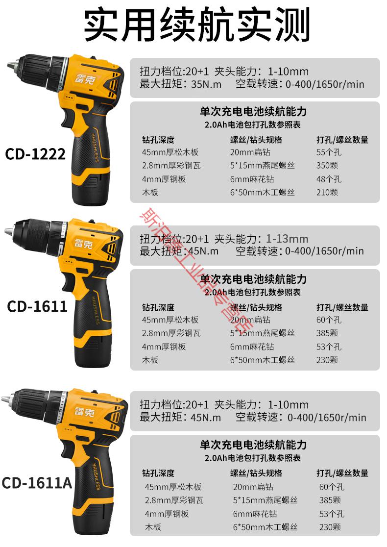 雷克无刷锂电手钻充电式手电钻钻锂电钻多功能电动螺丝刀 (精钢夹头无