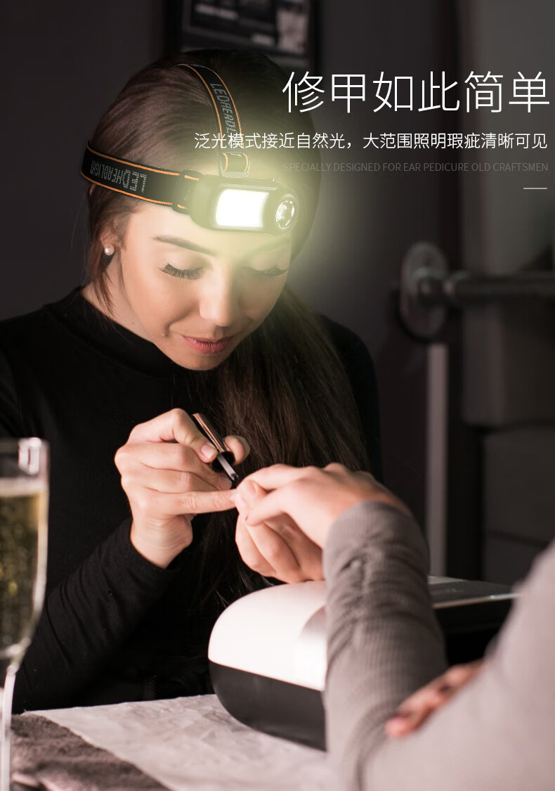 led轻便工作灯 采耳头灯聚光修脚师专用挖耳掏耳朵充电头戴式工作led