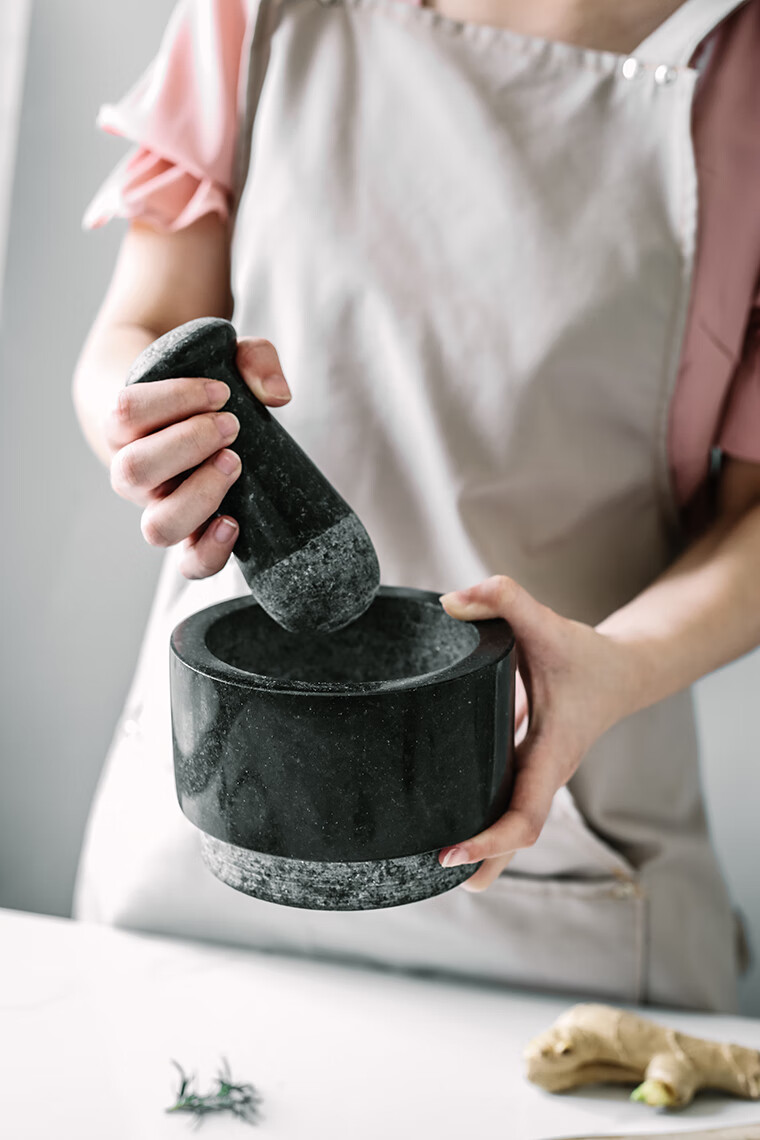 捣蒜臼子石头妙home蒜缸捣蒜罐家用艾德思杵和臼大理石研磨器黑石研磨