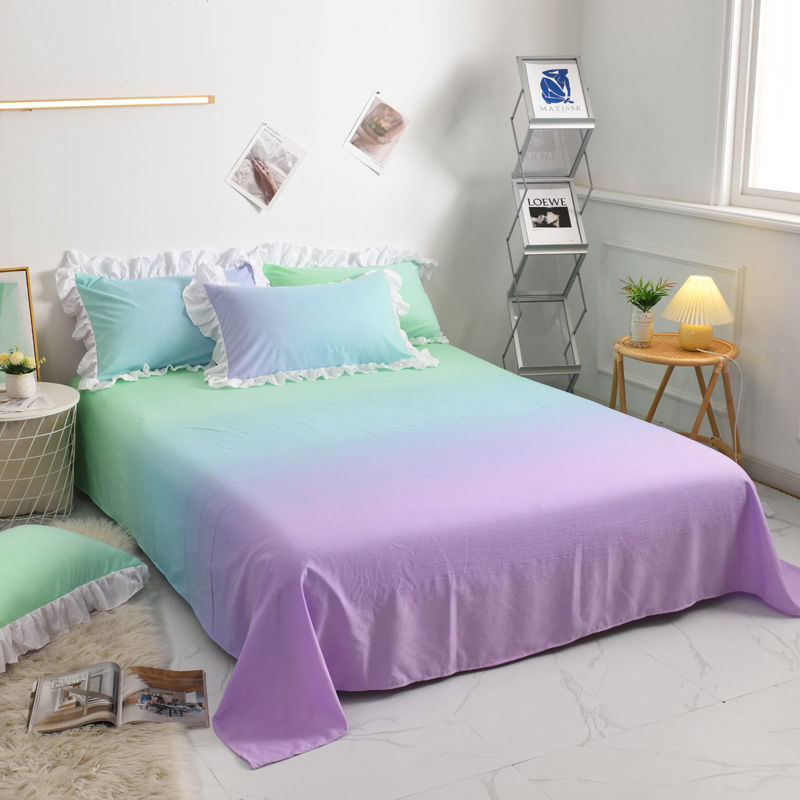 亲肤可裸睡床单马卡龙糖果渐变色日式元气少女心单件床单学生宿舍褥单