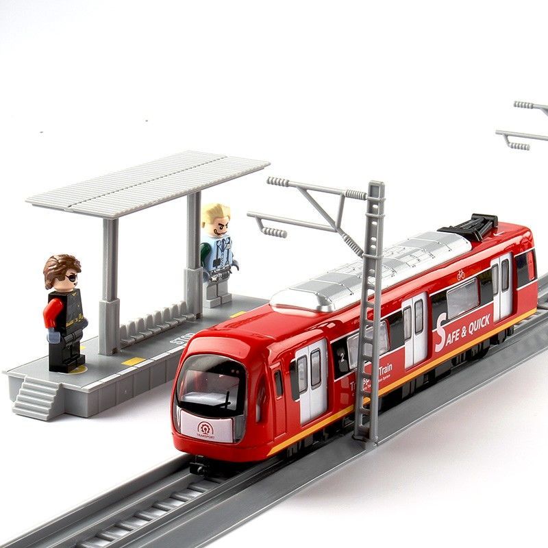 选优品】金属仿真城市地铁轨道列车火车合金车模真人语音动车组玩具车