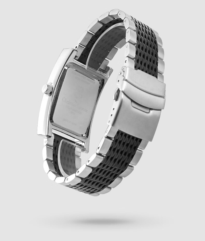 适用不锈钢实心十五珠水鬼表带 名匠华为三星双保扣不锈钢手表带 银色