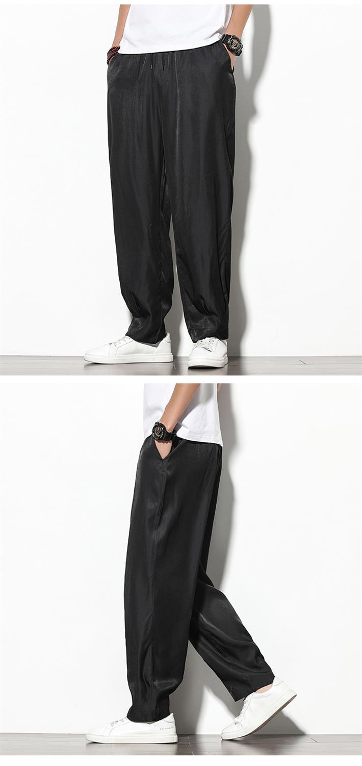 迈雷驰中国风男装阔腿裤男休闲裤夏季天哈伦裤宽松长裤男裤子黑色m