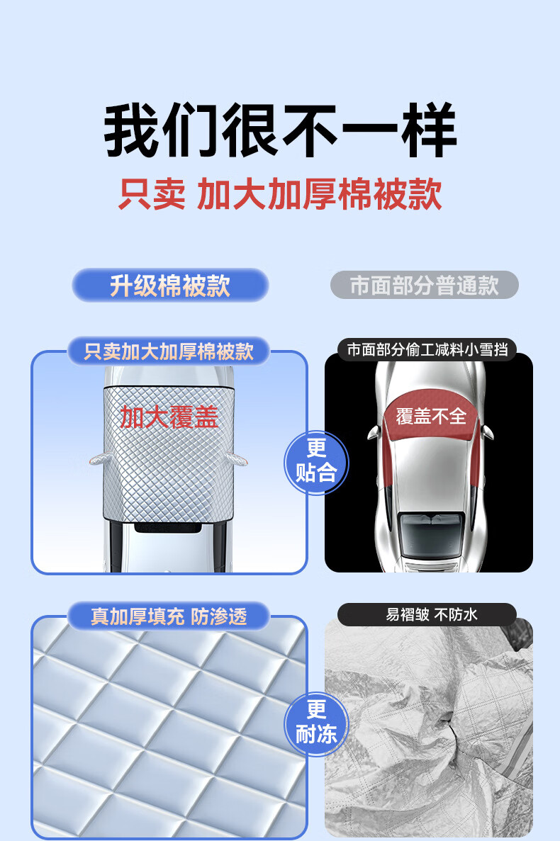 4，康贇【好物優選】通用型鼕季雪擋防雪防霜汽車前擋玻璃遮陽擋防曬半車 【ST-4002】大菱格半罩加厚雪擋