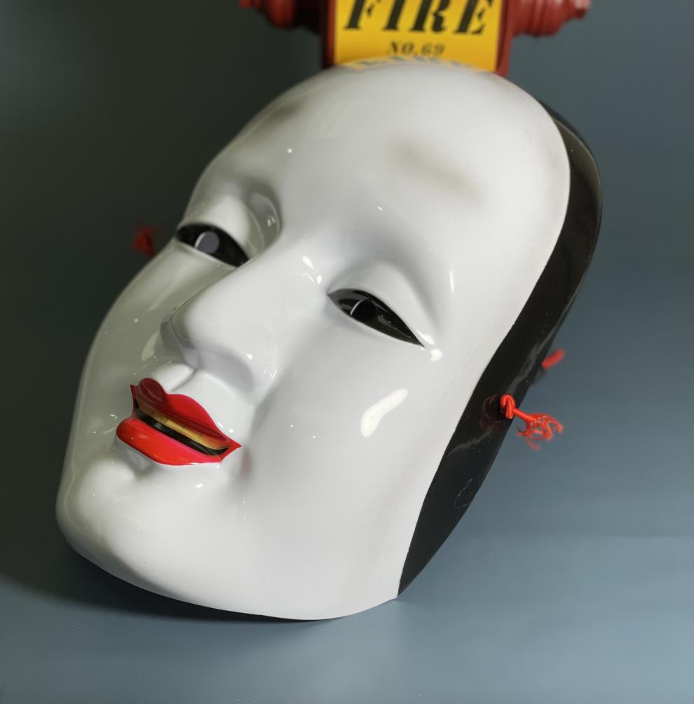 日本孙次郎小丑死神恐怖树脂面具能剧演出装饰万圣节密室布景道具pvc