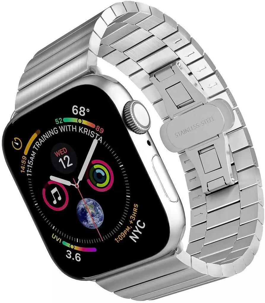 手表表带链式不锈钢applewatch se///// 【三珠陶瓷】镜面白 iwatch 7