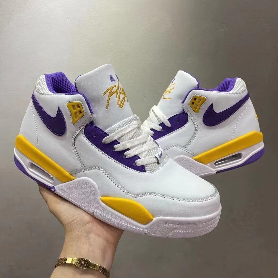 airflight89aj4兄弟款西雅图音复古速芝加哥猛龙白镭射聨名同款 白紫