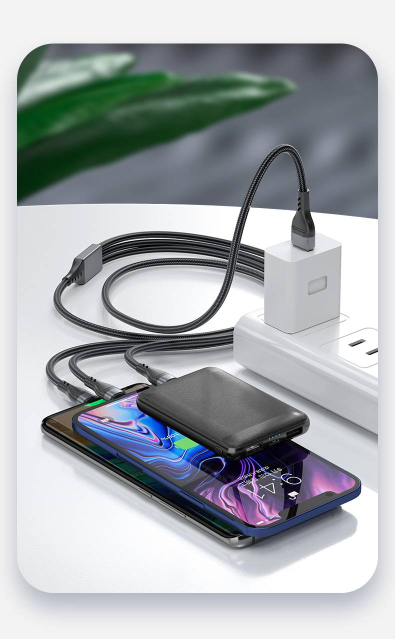 手机充电器一拖三快充多头适用于华为超级快充66小米荣耀100w安卓苹果